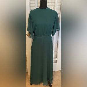 Belted Sheer Dress with Butterfly Wing Sleeves